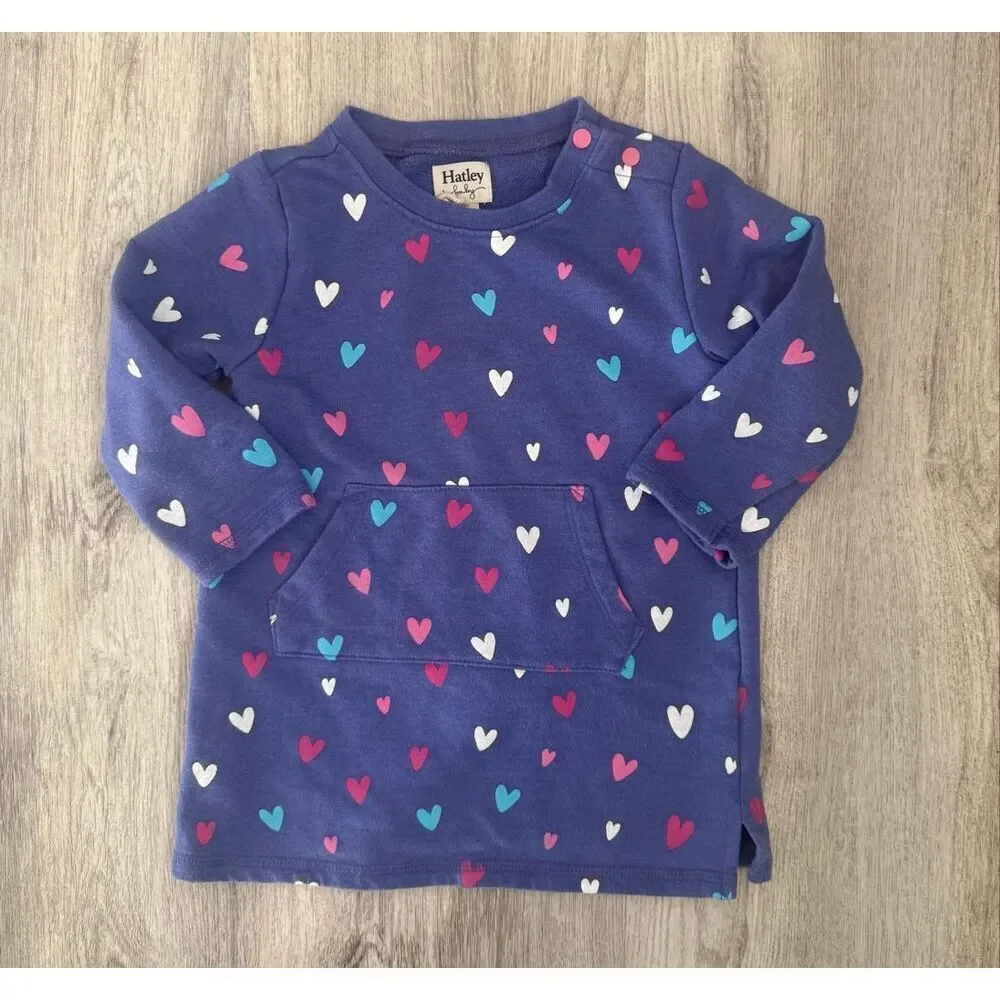 Hatley 2T Toddler Girl Dress Hatley Confetti Hearts - Iris